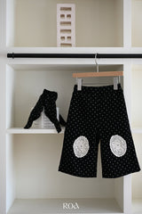 ［ROA］Dot frill suspender pants