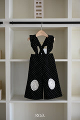 ［ROA］Dot frill suspender pants