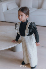 ［ROA］Dot frill suspender pants