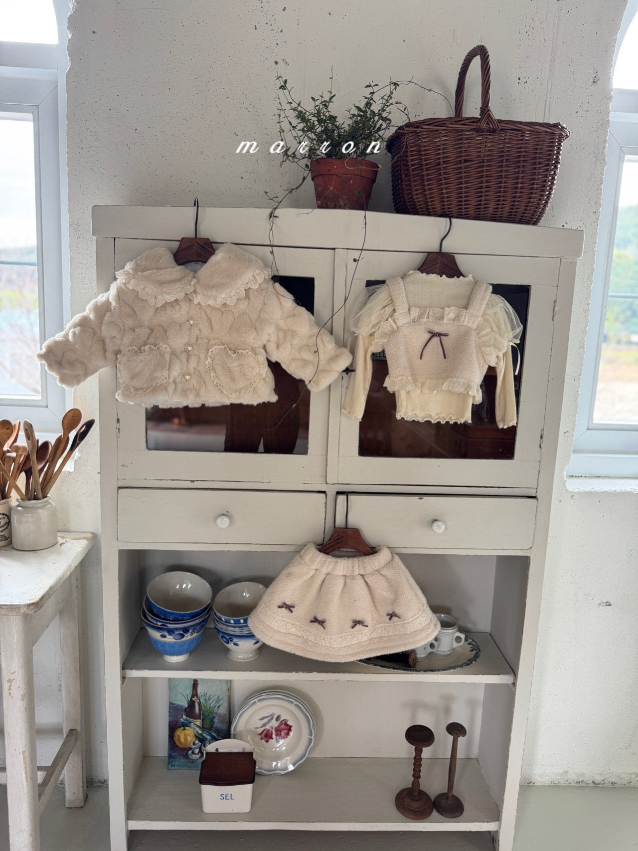 ［marron］Ribbon boa skirt