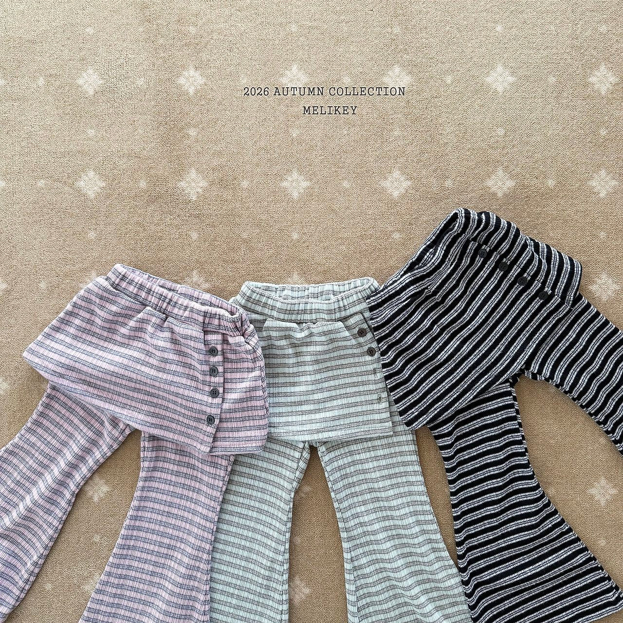 ［Melikey］Stripe wrap skirt pants