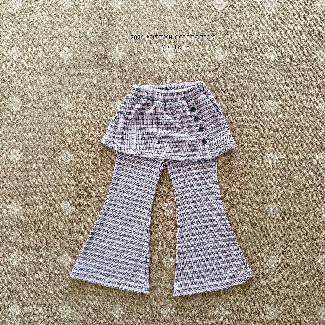［Melikey］Stripe wrap skirt pants