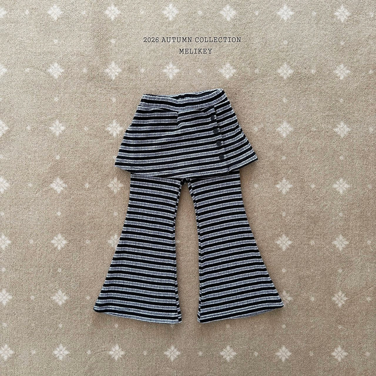 ［Melikey］Stripe wrap skirt pants
