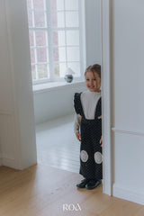 ［ROA］Dot frill suspender pants