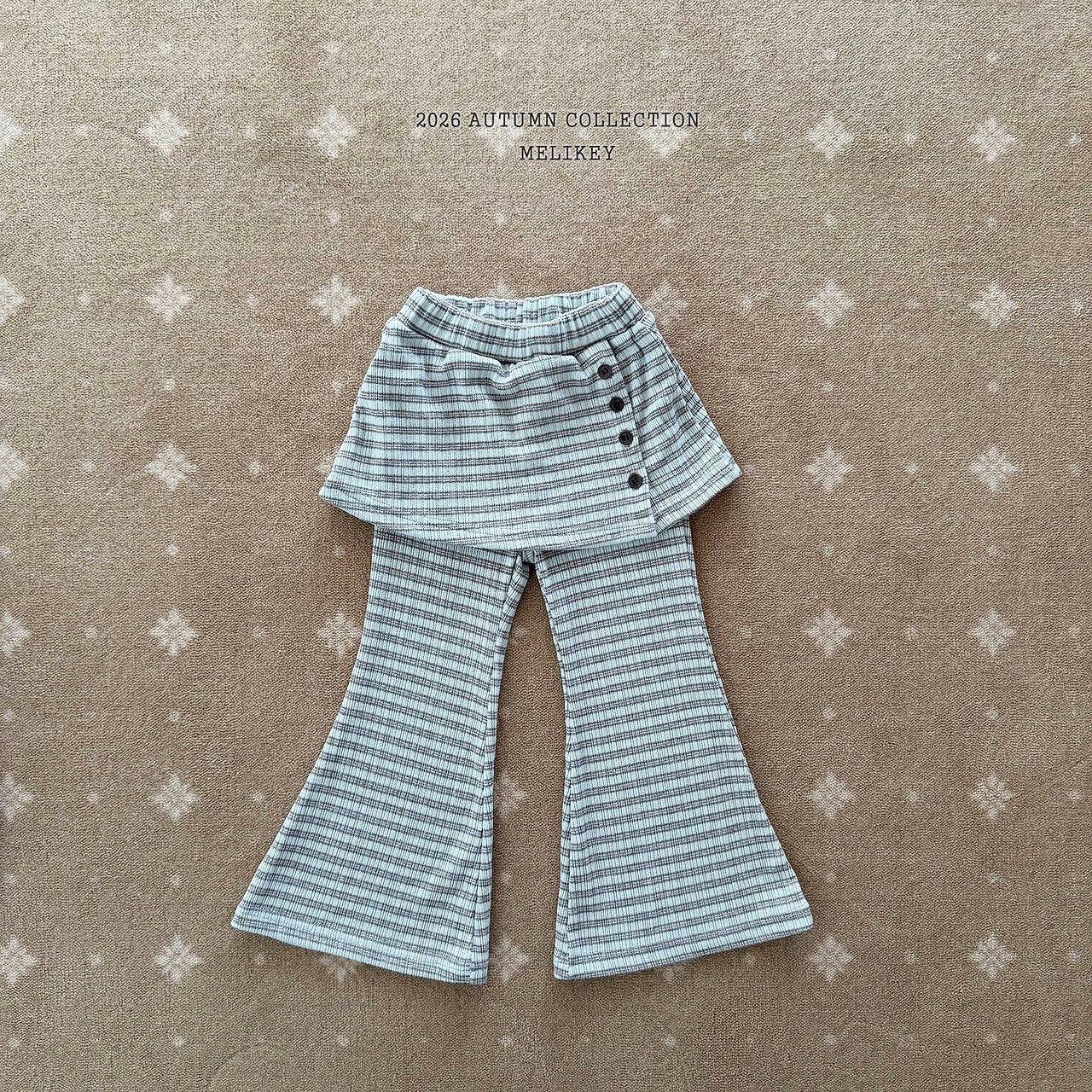 ［Melikey］Stripe wrap skirt pants