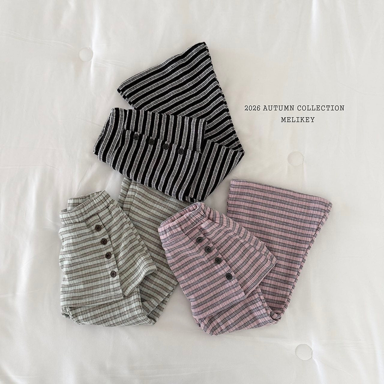 ［Melikey］Stripe wrap skirt pants