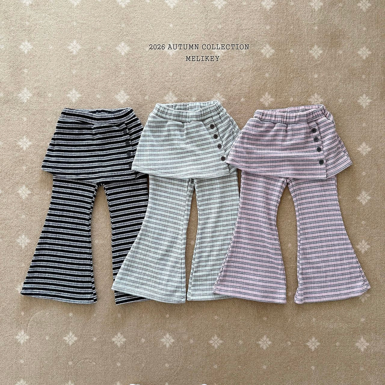 ［Melikey］Stripe wrap skirt pants