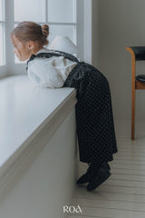 ［ROA］Dot frill suspender pants