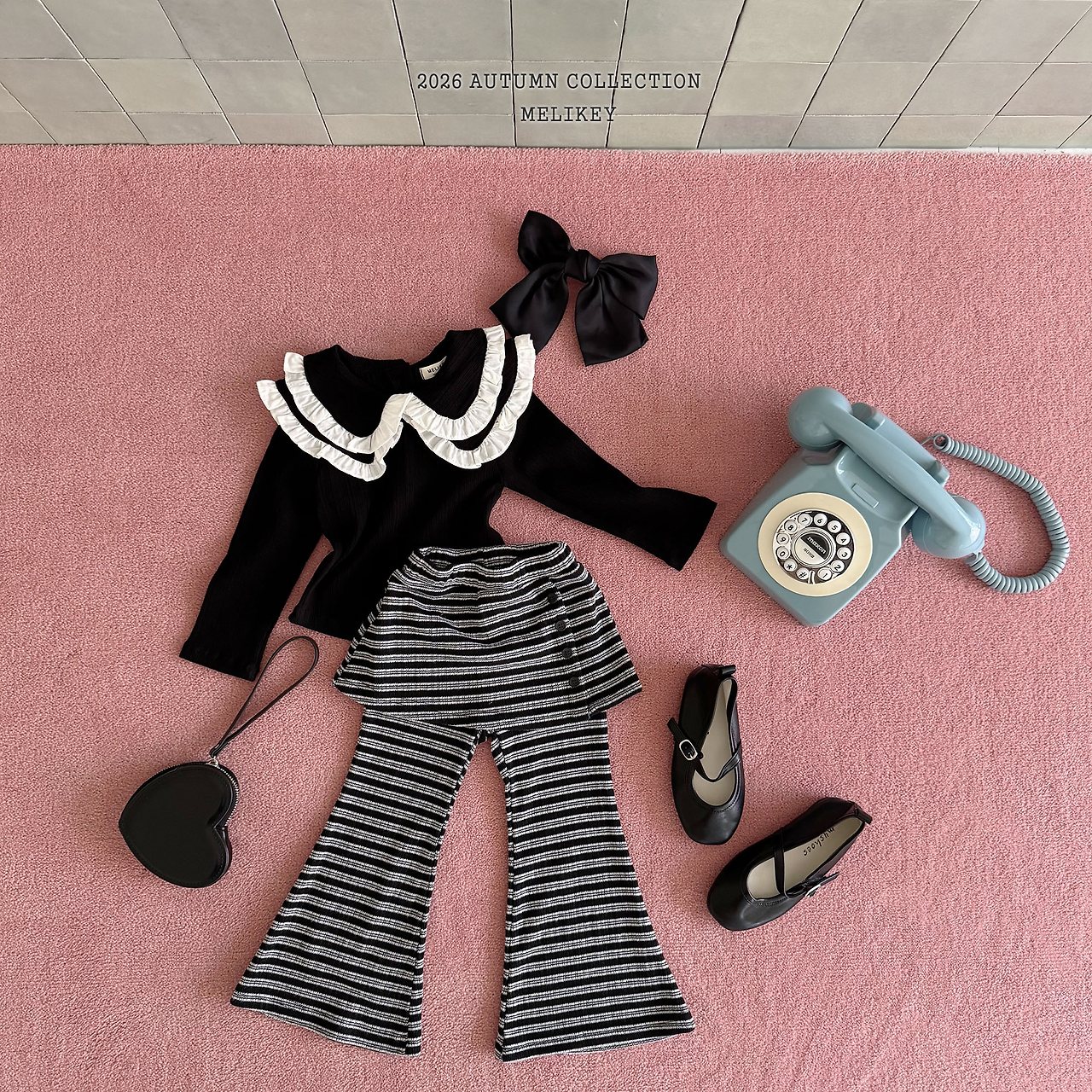 ［Melikey］Stripe wrap skirt pants