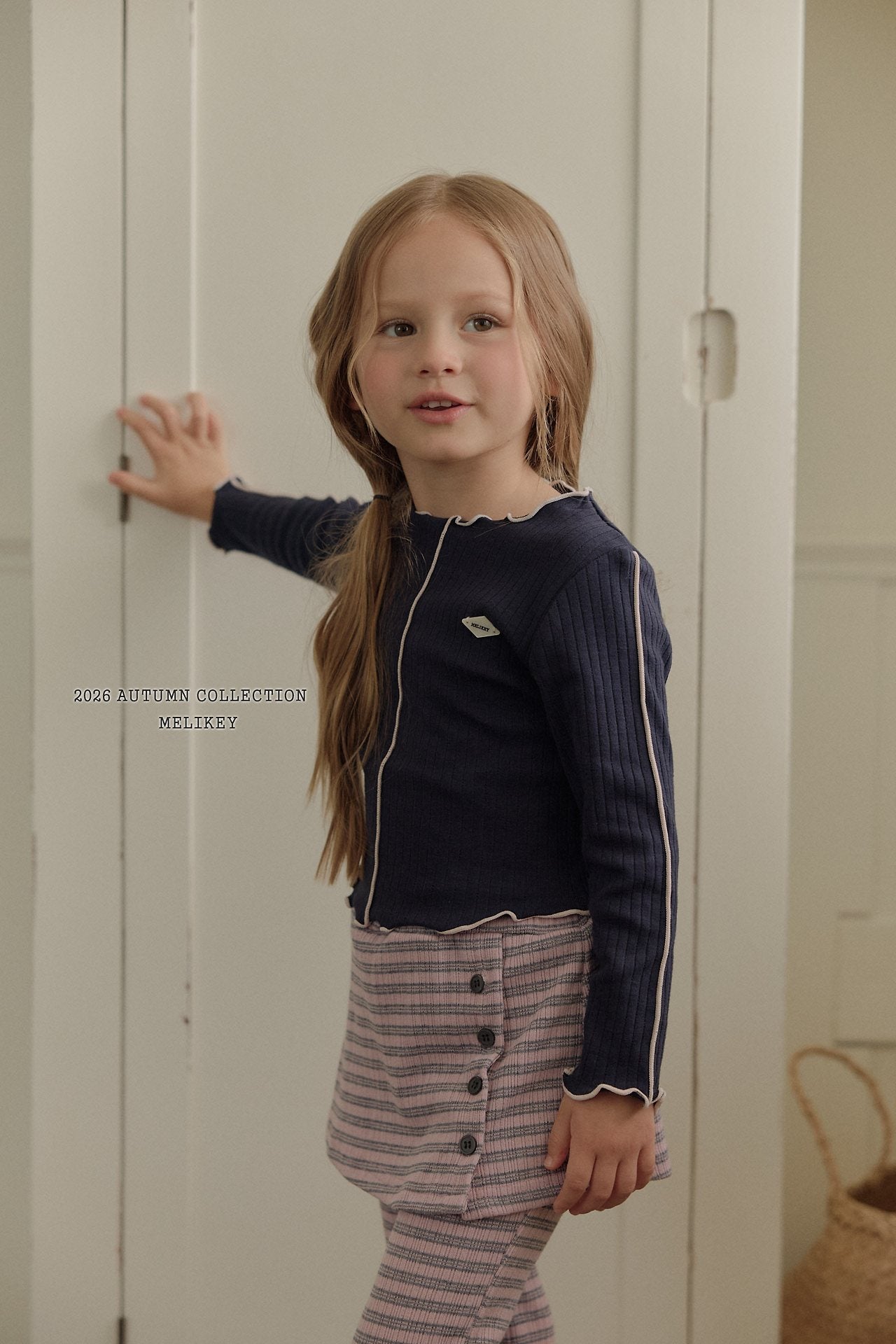 ［Melikey］Stripe wrap skirt pants