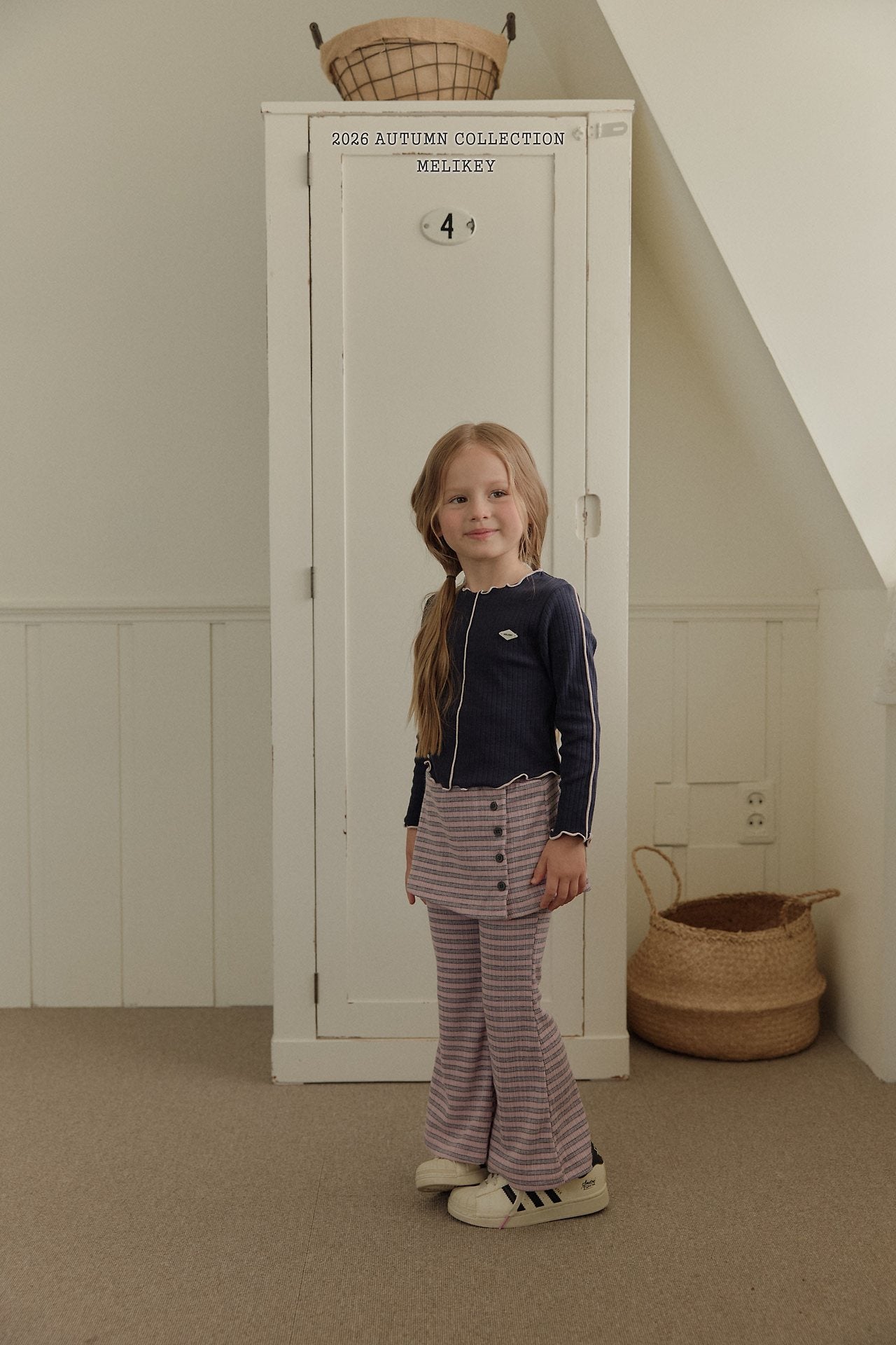 ［Melikey］Stripe wrap skirt pants
