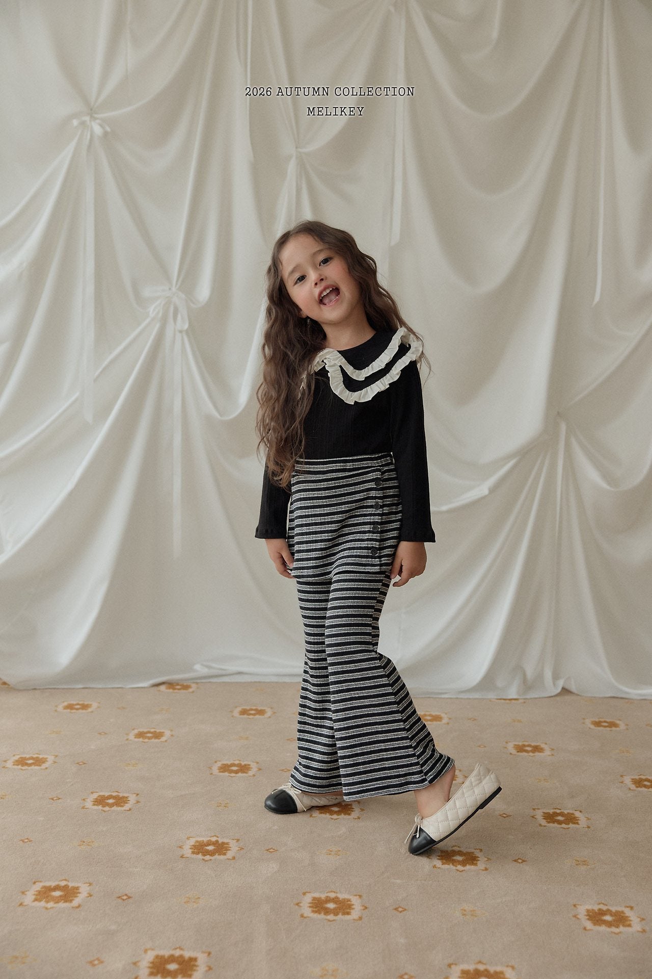 ［Melikey］Stripe wrap skirt pants