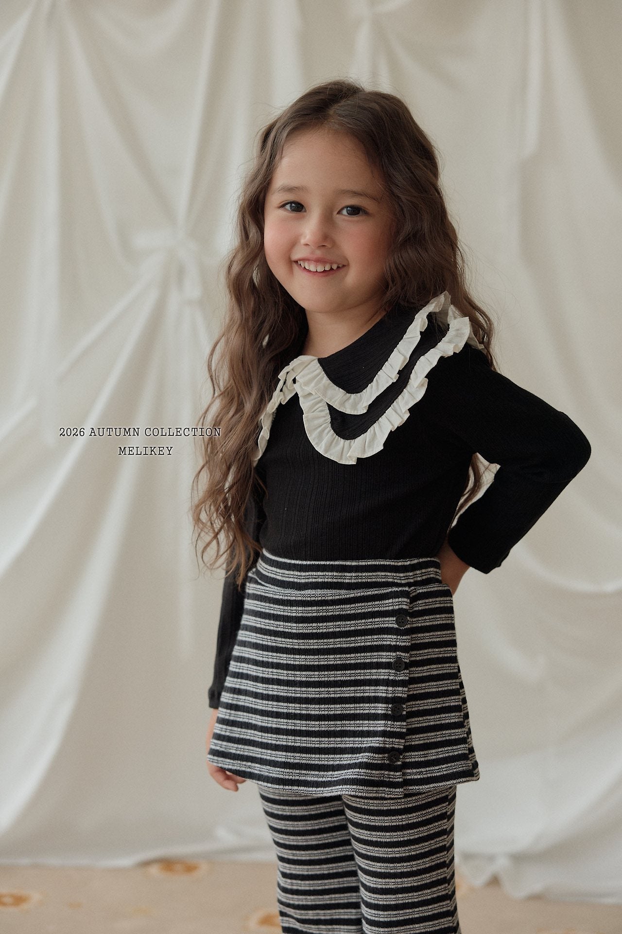 ［Melikey］Stripe wrap skirt pants