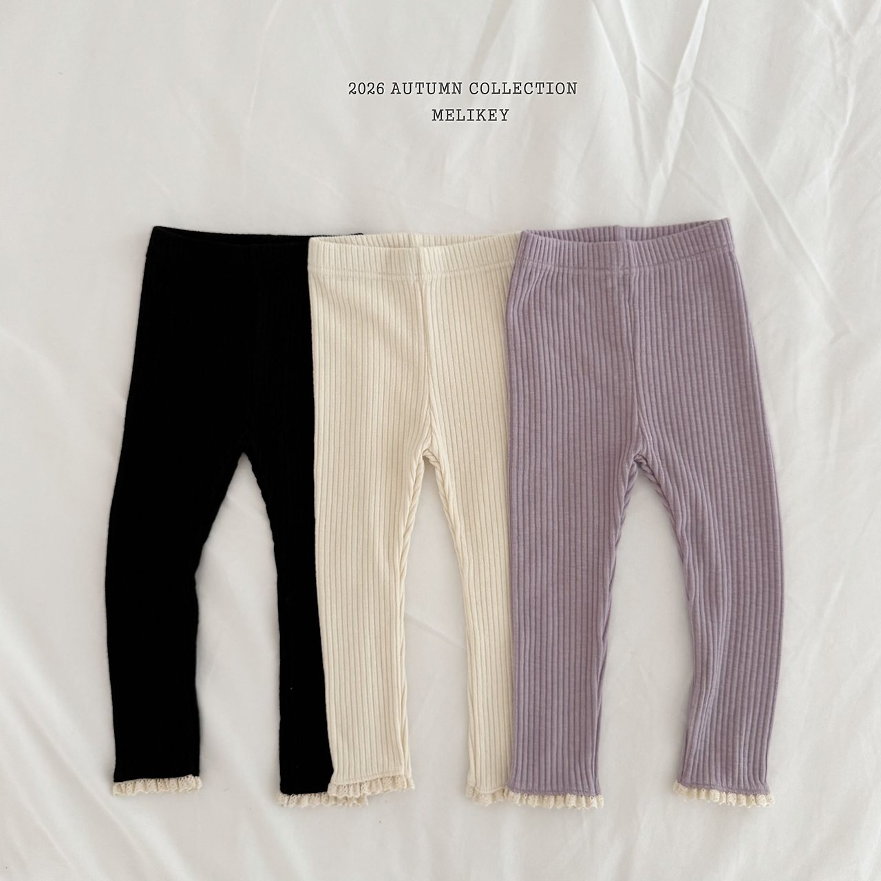 ［Melikey］Lace point rib leggings
