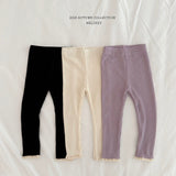 ［Melikey］Lace point rib leggings