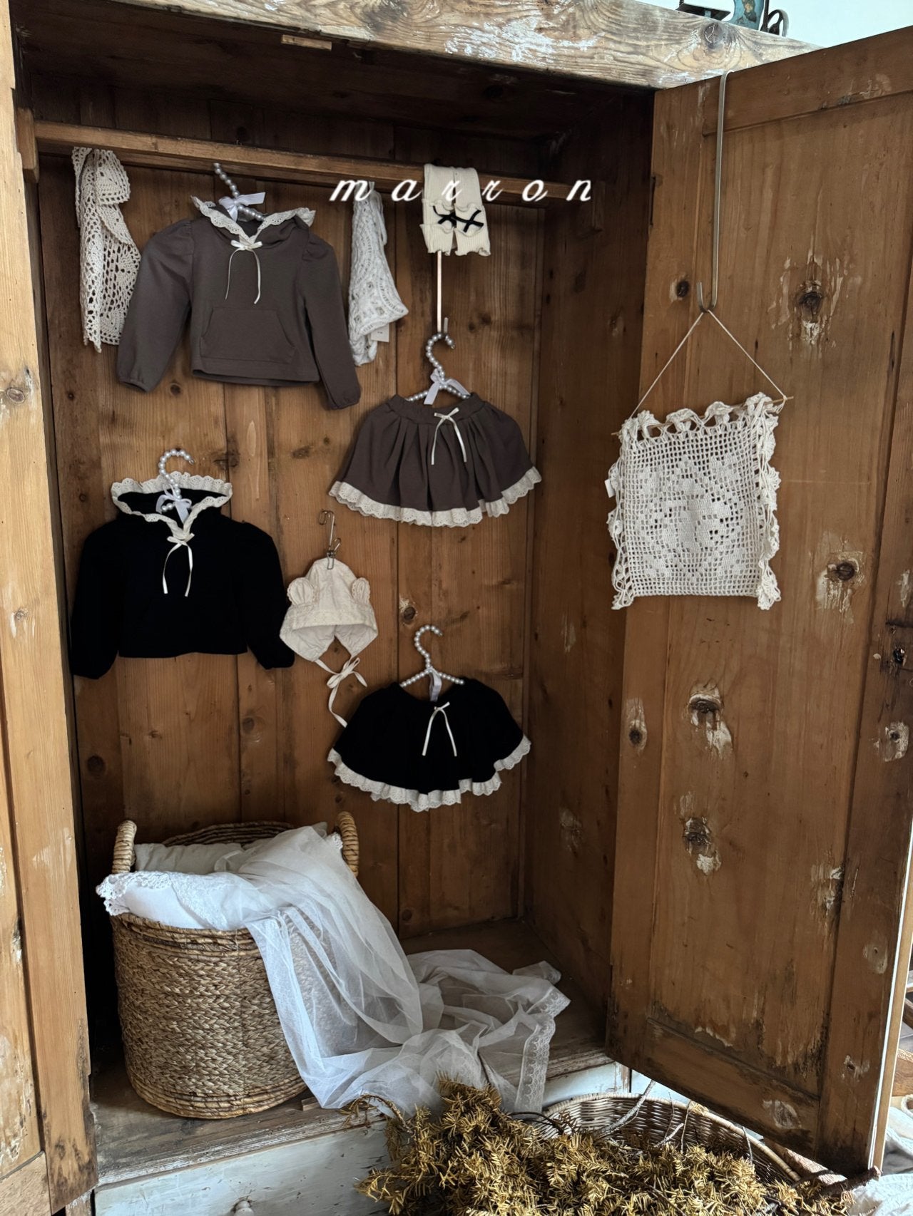 ［marron］Shirring ribbon skirt