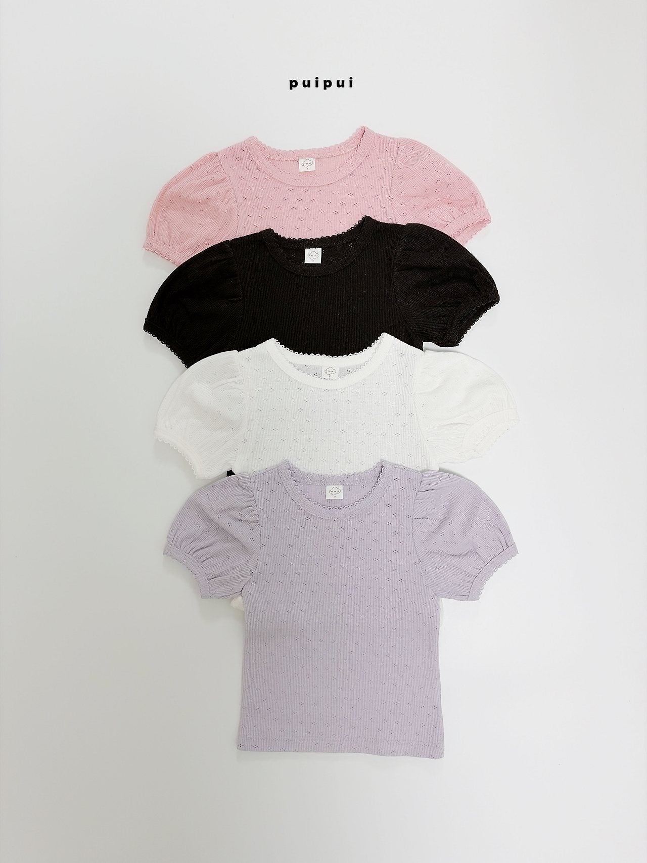 ［puipui］Eve eyelet puff tops