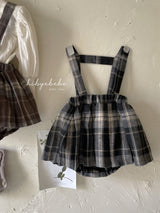 ［HIBYEBEBE］Brownie check bloomer skirt