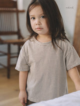 ［MELMEL］Stripe 1/2 tee