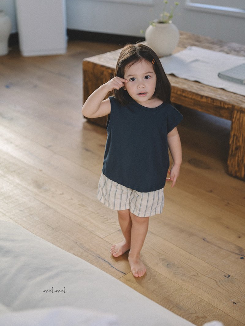 ［MELMEL］Stripe cotton short pants