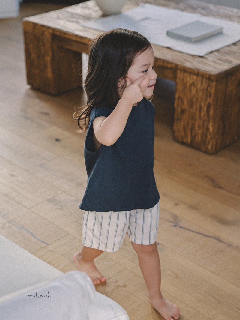 ［MELMEL］Stripe cotton short pants