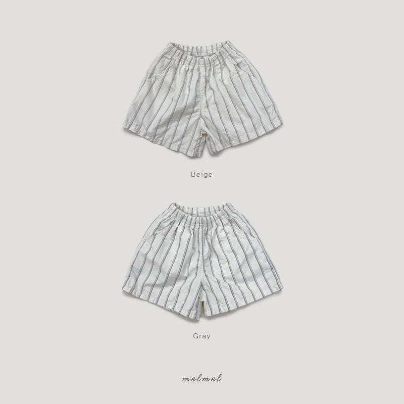［MELMEL］Stripe cotton short pants