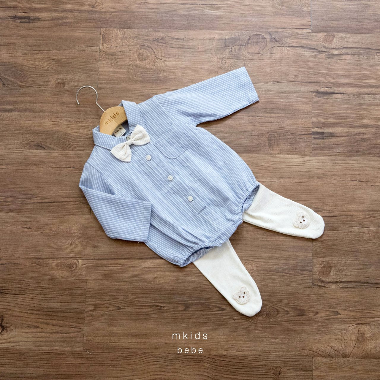 ［mkids］Vest ribbon tie rompers