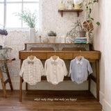 ［mkids］Vest ribbon tie rompers