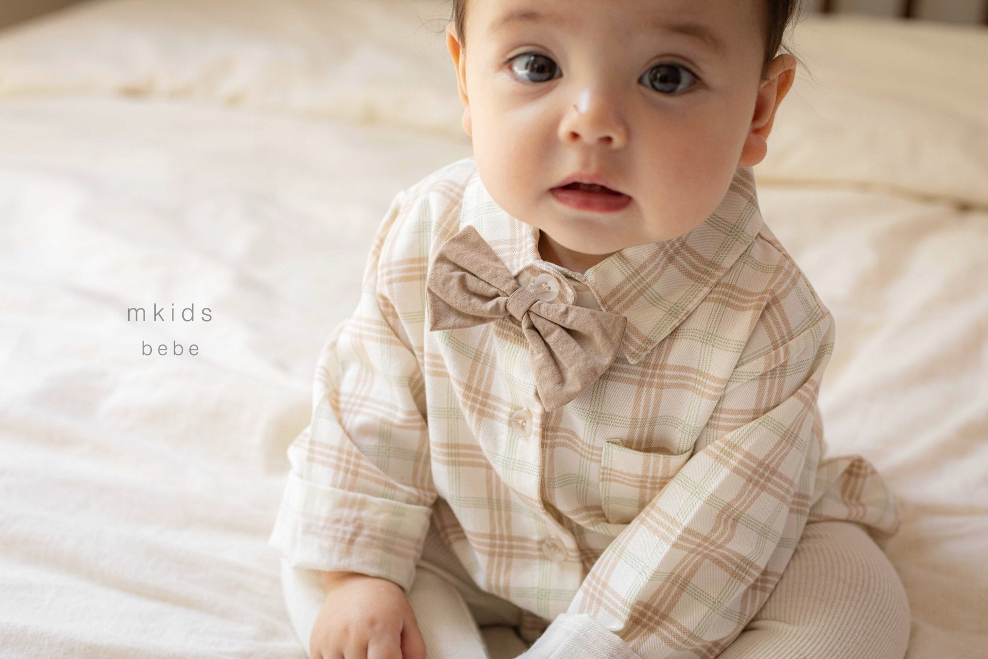 ［mkids］Vest ribbon tie rompers