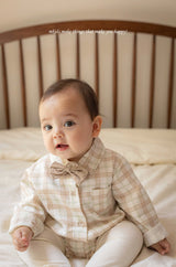 ［mkids］Vest ribbon tie rompers