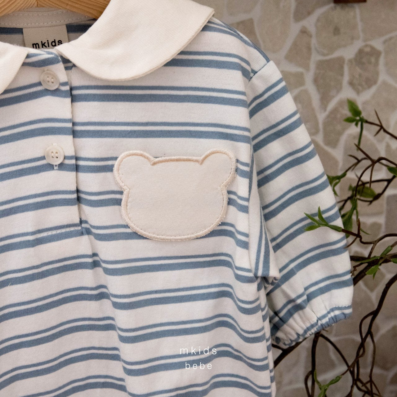 ［mkids］Bear stripe rompers
