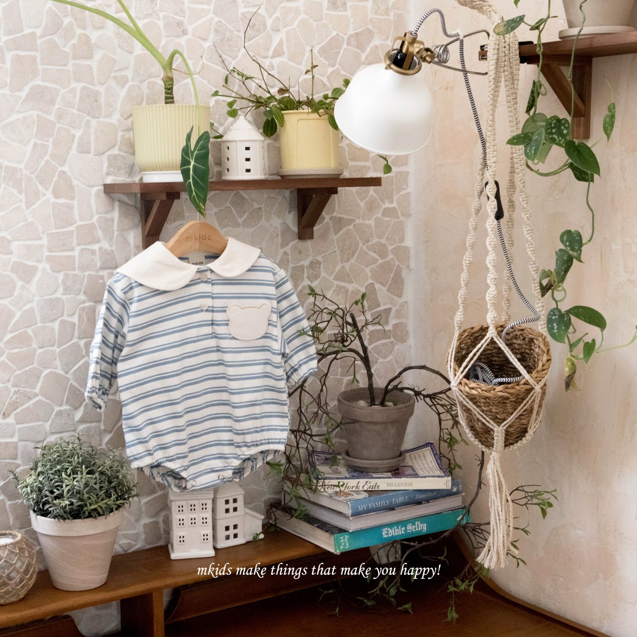 ［mkids］Bear stripe rompers