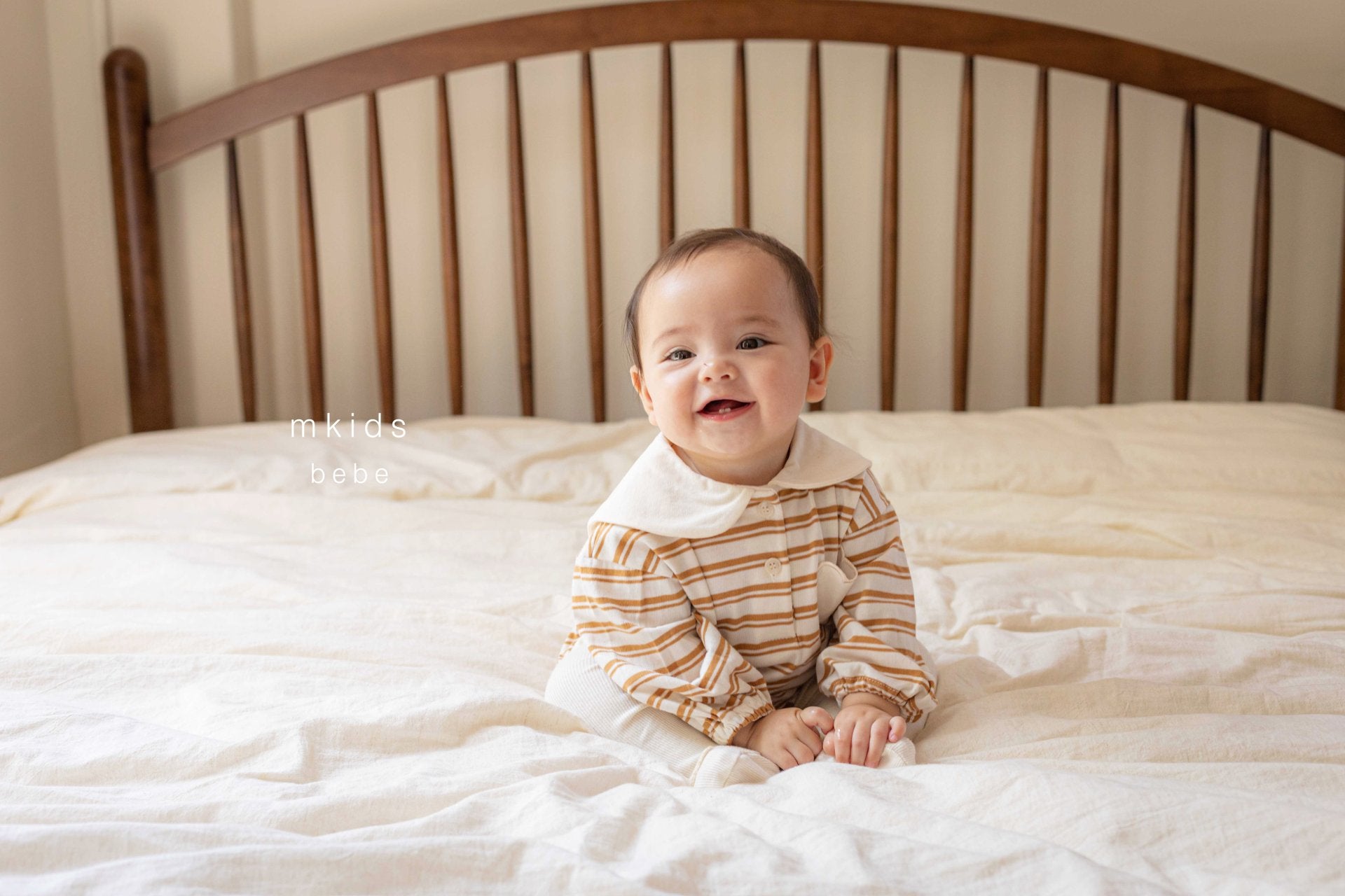 ［mkids］Bear stripe rompers
