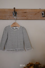 ［ROA］Runa stripe lace tee