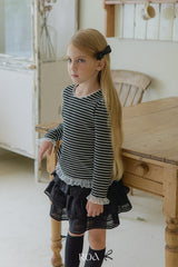 ［ROA］Runa stripe lace tee