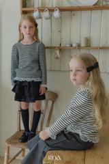 ［ROA］Runa stripe lace tee