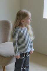 ［ROA］Runa stripe lace tee