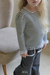 ［ROA］Runa stripe lace tee
