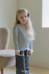 ［ROA］Runa stripe lace tee