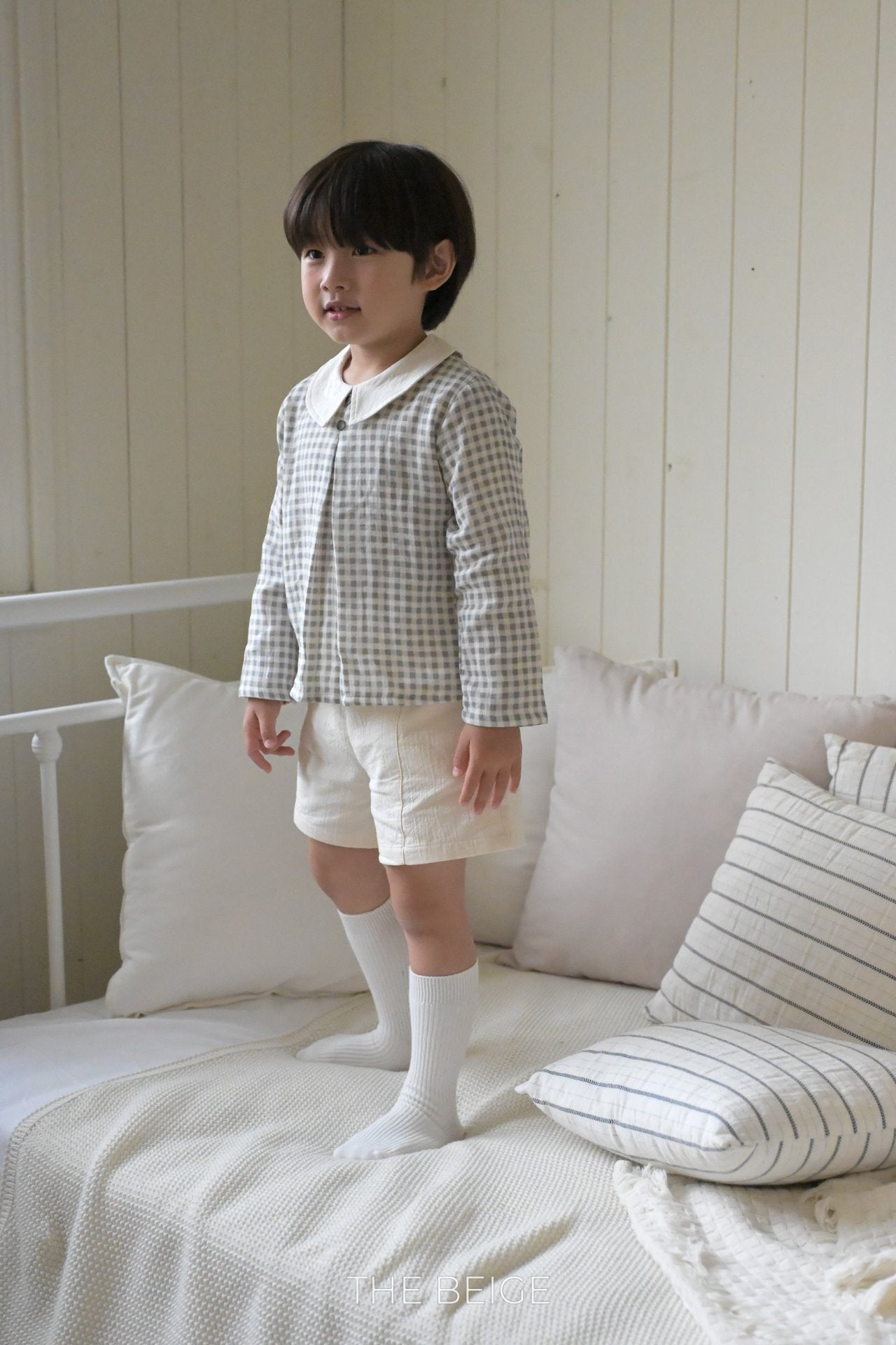 ［The beige］Sela button short pants