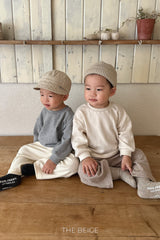 ［The beige］Rib straight pants