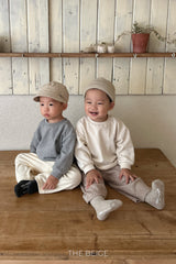 ［The beige］Rib straight pants