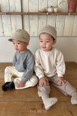 ［The beige］Rib straight pants