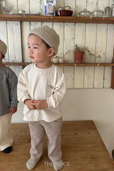 ［The beige］Rib straight pants