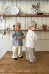 ［The beige］Rib straight pants