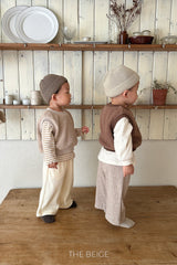 ［The beige］Rib straight pants