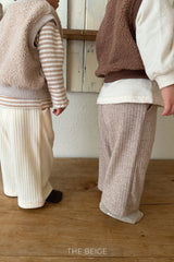 ［The beige］Rib straight pants