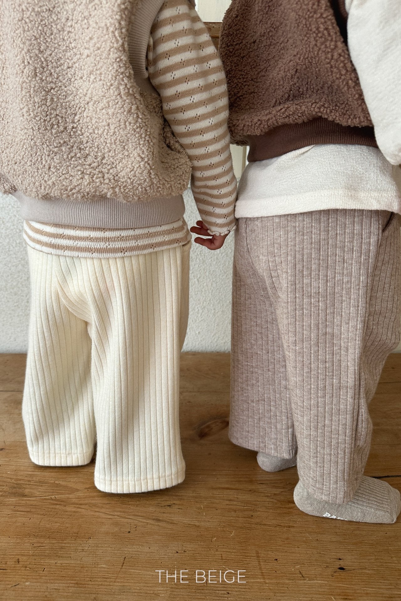 ［The beige］Rib straight pants