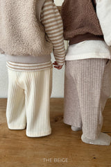 ［The beige］Rib straight pants
