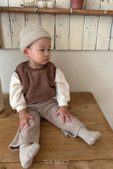 ［The beige］Rib straight pants